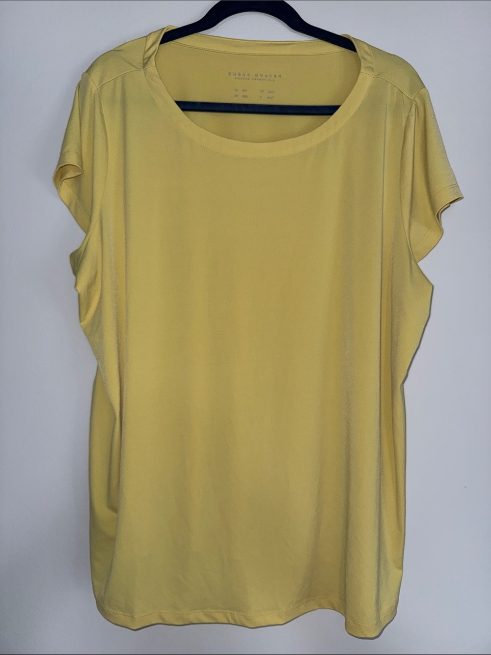 Susan Graver Lightweight Short Sleeve Scoop Neck Tee — Daffodil Yellow